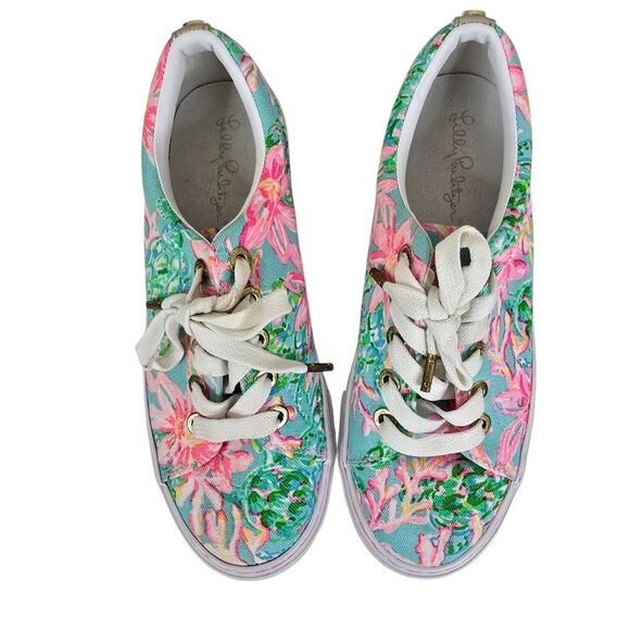 Lilly Pulitzer Low Top Lace Up Floral Print Abigail Sneaker 6.5 - Picture 4 of 8